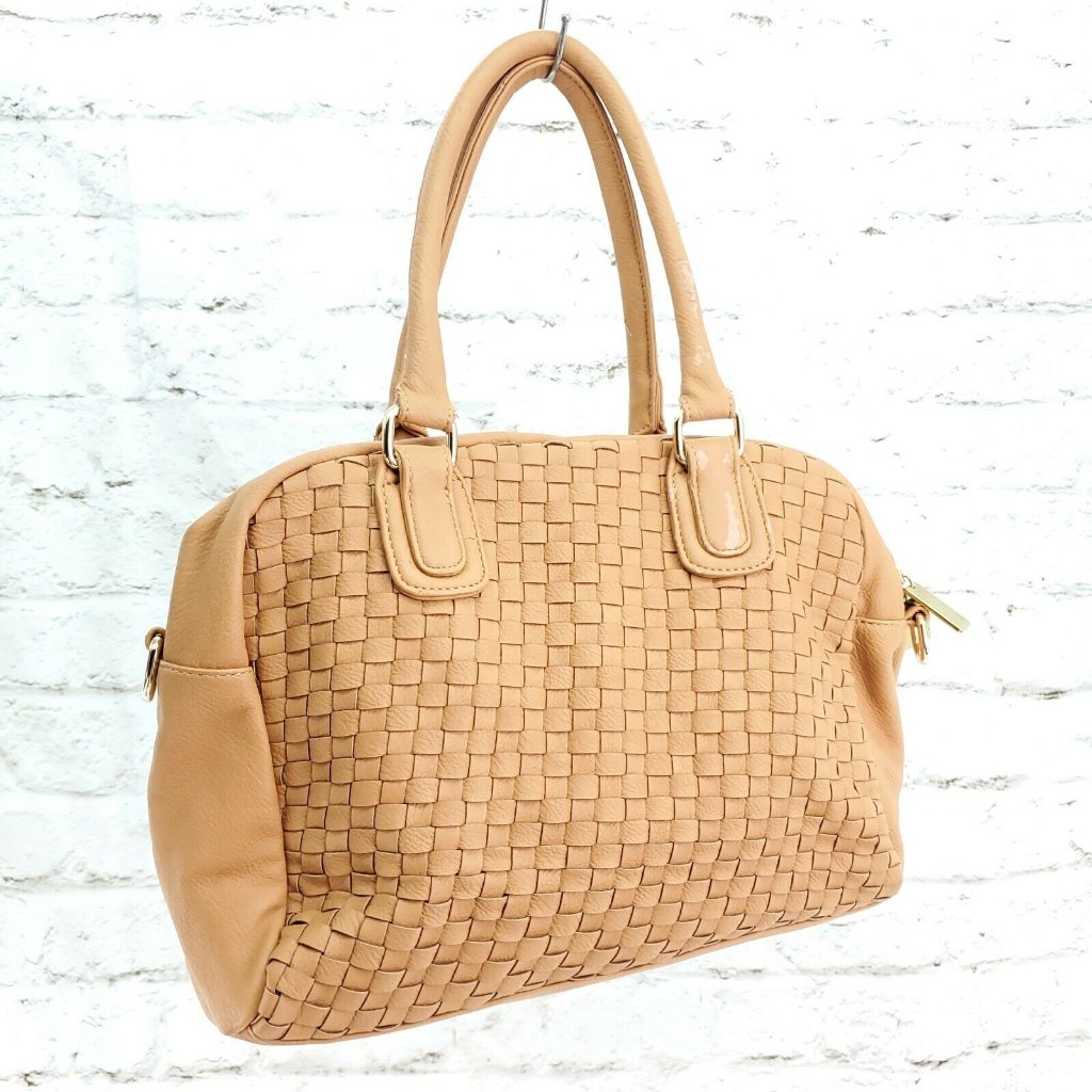 Cornelia Guest Womens Chestnut Braided Leather Convertible Handbag Purse